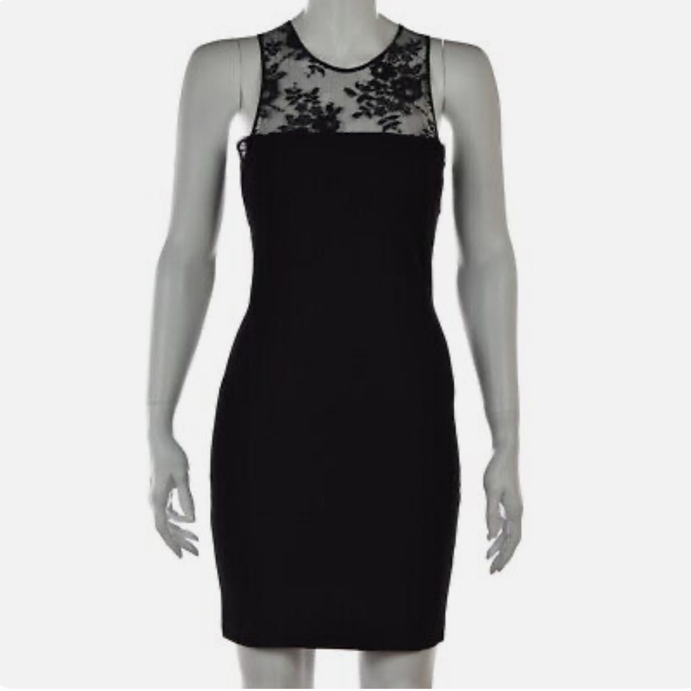 Mason Womens Dress Size S Black Floral Lace Sheath Short Sleeveless Rayon Party